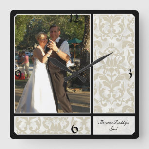 エイジヴィンテージダマスク結婚パターンの写真 スクエア壁時計