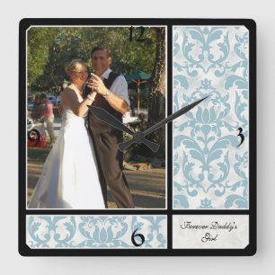 エイジヴィンテージダマスク結婚パターンの写真 スクエア壁時計