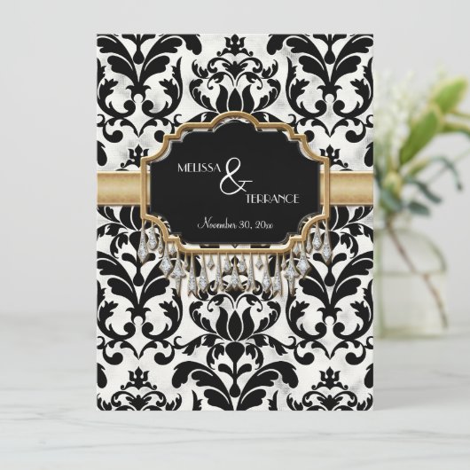 エイジ動揺してドダマスクきらきら光るゴールデン結婚ルズ 招待状 (スタンド正面)