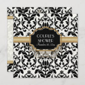 エイジ動揺してドダマスクきらきら光るゴールデン結婚ルズ 招待状 (正面/裏面)