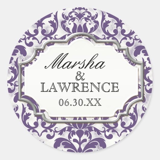 エイジ動揺してドダマスクきらきら光るシルバー結婚の外観 ラウンドシール (正面)