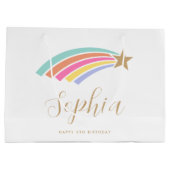 エイジ射撃、 発砲スターレインボーパーソナライズされた名 ラージペーパーバッグ (裏面)