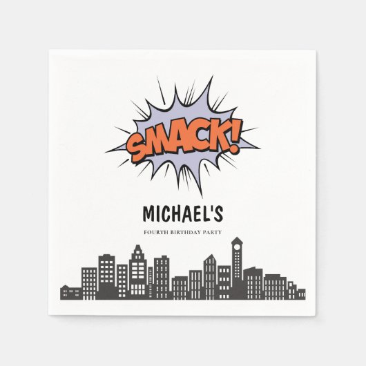 エイジ漫画ブックスーパーヒーロー誕生日 スタンダードカクテルナプキン (正面)