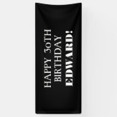 エイジ白黒カスタムハッピーバースデーバナー 横断幕 (縦)