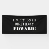 エイジ白黒カスタムハッピーバースデーバナー 横断幕 (横)