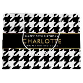 エイジ白黒ビッグ千鳥格子のハッピーバースデー ラージペーパーバッグ (正面)