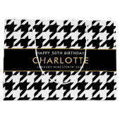 エイジ白黒ビッグ千鳥格子のハッピーバースデー ラージペーパーバッグ (裏面)