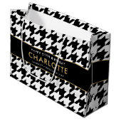 エイジ白黒ビッグ千鳥格子のハッピーバースデー ラージペーパーバッグ (正面アングル)