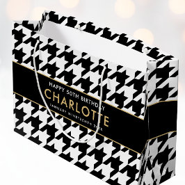 エイジ白黒ビッグ千鳥格子のハッピーバースデー ラージペーパーバッグ