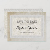 エイジ素朴ドヴィンテージリネンで日付レースを保存 案内ポストカード (正面/裏面)