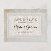 エイジ素朴ドヴィンテージリネンで日付レースを保存 案内ポストカード (正面)