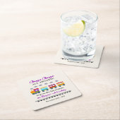 エイジ誕生日かわいいカラフル列車 スクエアペーパーコースター (インサイチュ)