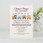 エイジ誕生日かわいいカラフル列車 招待状 (スタンド正面)