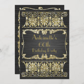 エイジ誕生日アールデコギリシャ語 招待状 (正面/裏面)