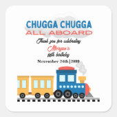 エイジ誕生日カラフル漫画列車 スクエアシール (正面)