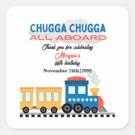 エイジ誕生日カラフル漫画列車 スクエアシール