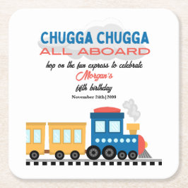 エイジ誕生日カラフル漫画列車 スクエアペーパーコースター