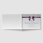 エイジ誕生日シルバーフェイクシークンパープルボウ ゲストブック (全面)