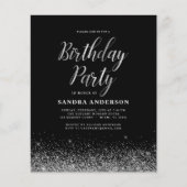 エイジ誕生日シルバーブラックモダングリッター チラシ (正面)