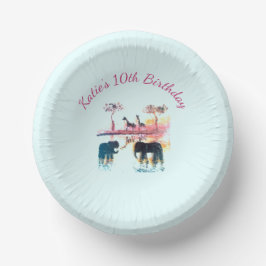 エイジ誕生日ゾウ、キリン動物 ペーパーボウル