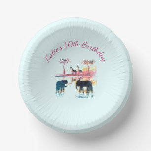 エイジ誕生日ゾウ、キリン動物 ペーパーボウル