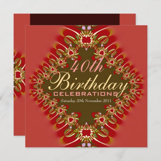 エイジ誕生日デリケート&グランドお祝い 招待状 (正面/裏面)