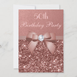 エイジ誕生日バラ金ゴールドグリッターダイヤモンドボウ 招待状