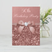 エイジ誕生日バラ金ゴールドグリッターダイヤモンドボウ 招待状 (スタンド正面)