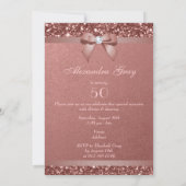 エイジ誕生日バラ金ゴールドグリッターダイヤモンドボウ 招待状 (裏面)