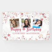 エイジ誕生日バラ金ゴールドスター3枚 横断幕 (横)