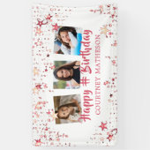 エイジ誕生日バラ金ゴールドスター3枚 横断幕 (縦)