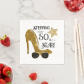 エイジ誕生日パーティスター金ゴールドグリッター スタンダードカクテルナプキン (インサイチュ)