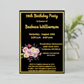 エイジ誕生日ブラック実在金ゴールド 箔招待状 (立ち正面)