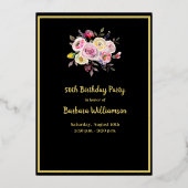 エイジ誕生日ブラック実在金ゴールド 箔招待状 (裏面)