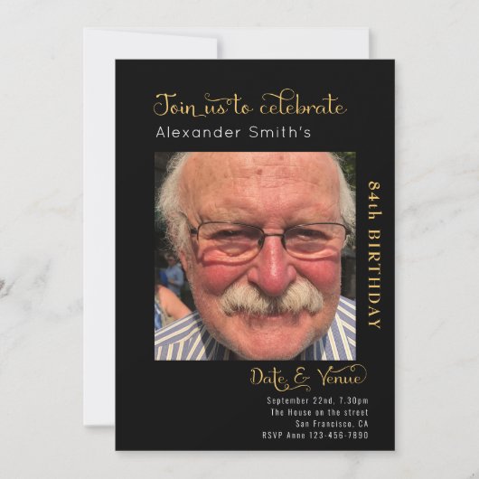 エイジ誕生日ブラック招待状 招待状 (正面)