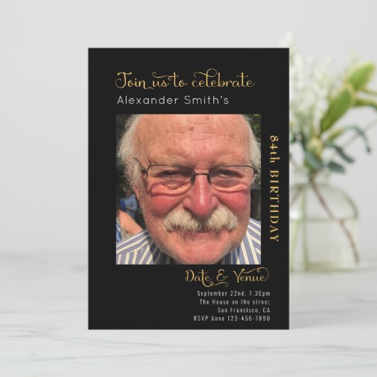 エイジ誕生日ブラック招待状 招待状 (スタンド正面)