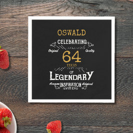 エイジ誕生日ブラック金ゴールドレトロ伝説 スタンダードカクテルナプキン