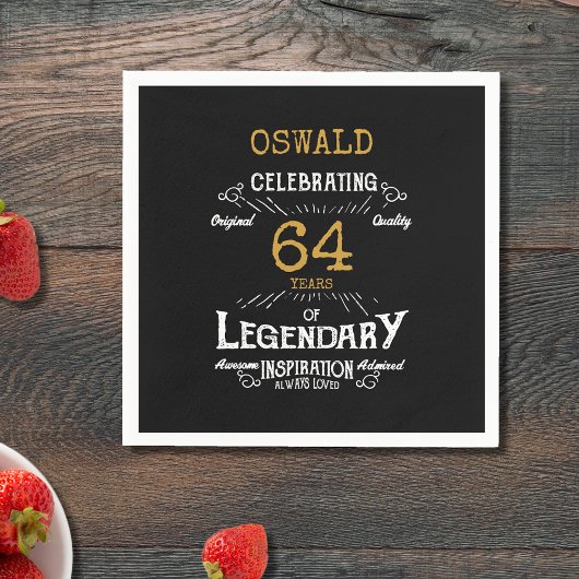 エイジ誕生日ブラック金ゴールドレトロ伝説 スタンダードカクテルナプキン