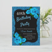 エイジ誕生日ブルーグリッターブルーバラ 招待状 (スタンド正面)