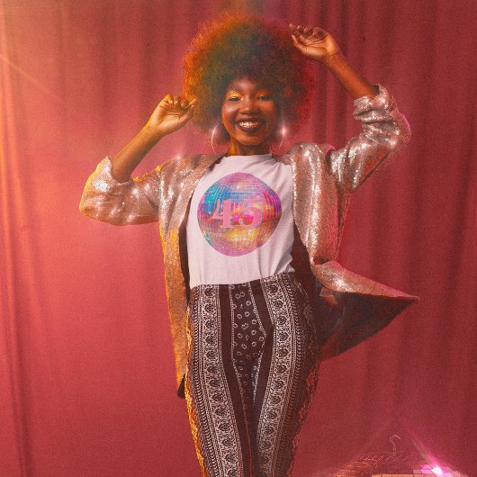 エイジ誕生日レトロホットピンクディスコボール Tシャツ