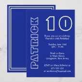 エイジ誕生日王室のブルーとホワイト 招待状 (正面/裏面)