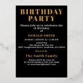 エイジ誕生日生まれ伝説的ブラック金ゴールドレトロ 箔招待状 (裏面)