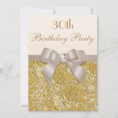 エイジ誕生日金ゴールドグリッターダイヤモンドボウ 招待状 (正面)