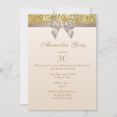 エイジ誕生日金ゴールドグリッターダイヤモンドボウ 招待状 (裏面)