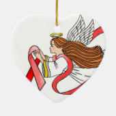 エイズの"赤いリボン"の認識度の天使 セラミックオーナメント (裏面)