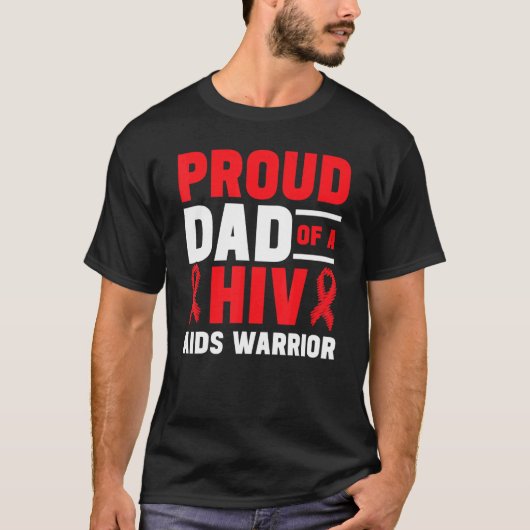 エイズ誇りを持った戦士エイズ認識度Reのメンスパパ Tシャツ (正面)