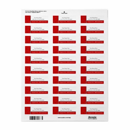 エイズ認識度ホープ信仰支援差出人住所 ラベル (フルシート)
