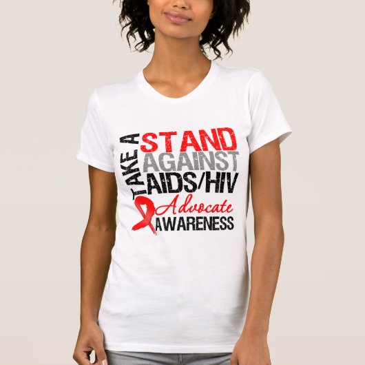 エイズHIVに対する立場を取って下さい Tシャツ (正面)