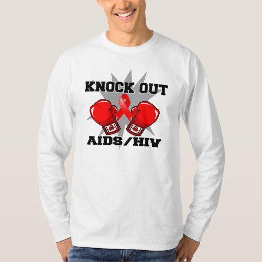 エイズHIVをノックアウトして下さい Tシャツ (正面)