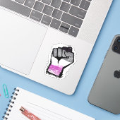 エイセクシャル抗議フィスト シール (ノートパソコンとiPhone)